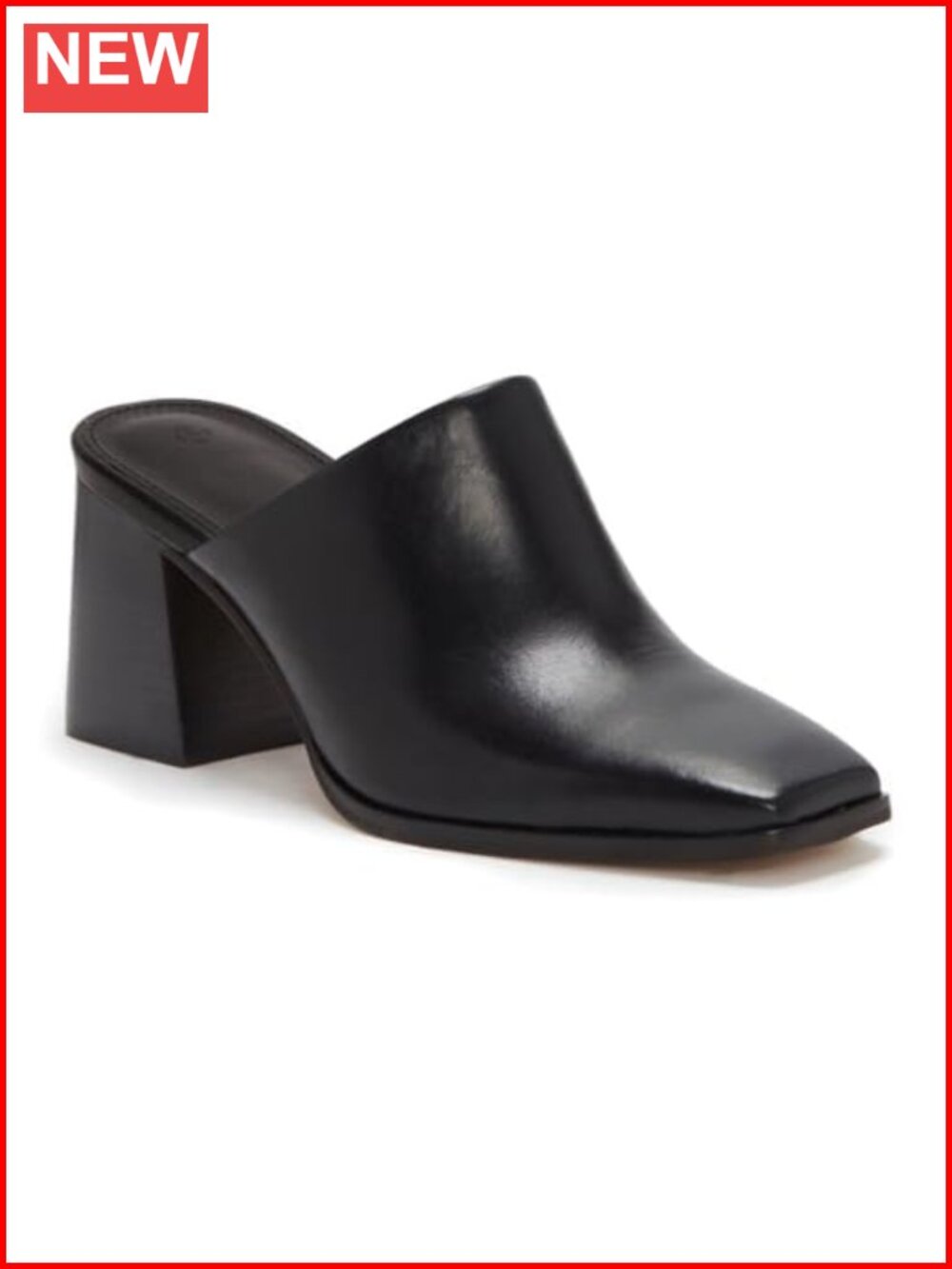Womens Faux Leather Chunky Stacked Heel Mules Square Toe Slip On Clogs
